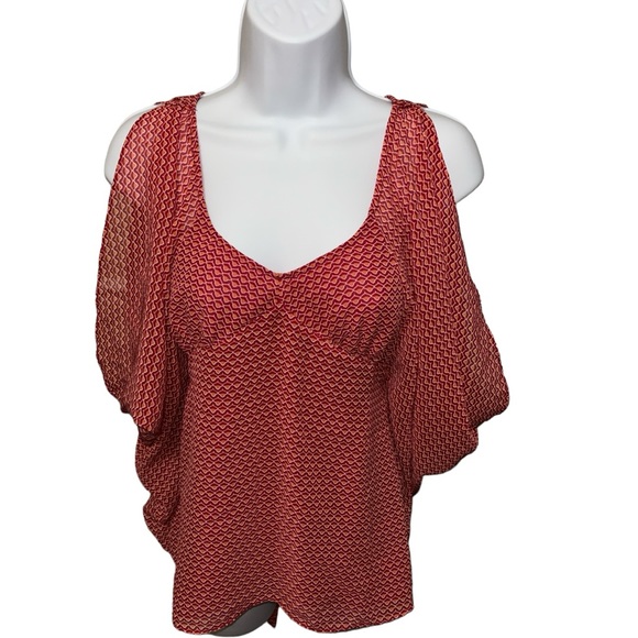 Women's Jessica Simspon Pink/Orange Abstract Sleeveless Top - XS - Picture 2 of 11